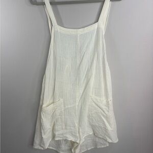 Xhilaration Cream Sleeveless Gauze Romper with Pockets